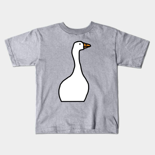 White Gaming Goose with Hidden Feet Kids T-Shirt by ellenhenryart